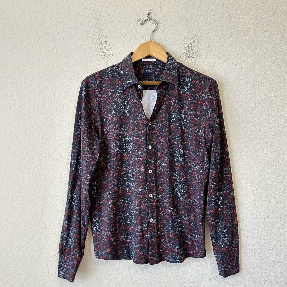 GOOD MAN BRAND Shirt Blue Red Abstract Button Up LS Cotton Stretch
